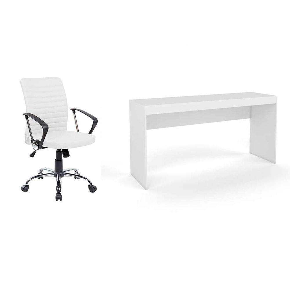 conjunto de mesa marselha com cadeira de escritório diretor giratória oslo branca