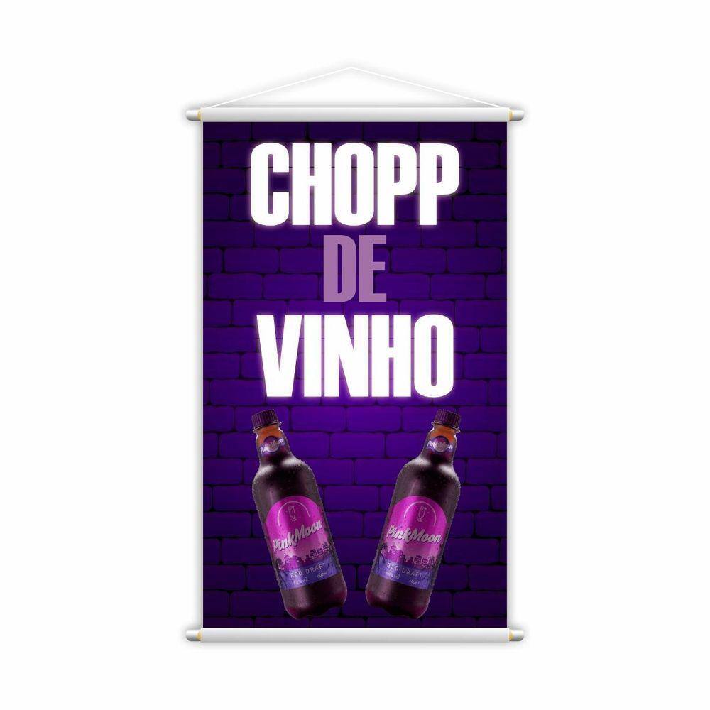 Banner Chopp De Vinho Garrafas Bebidas Lona 60X40Cm