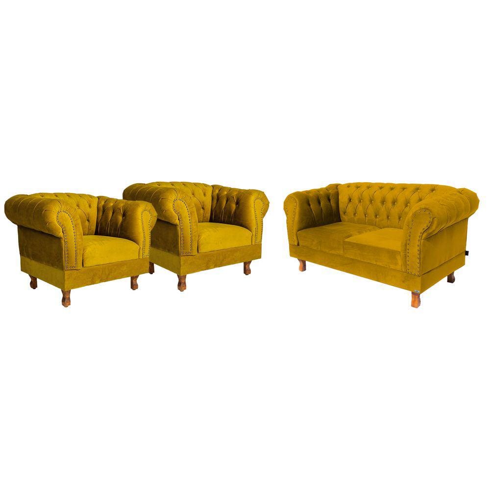 1 Namoradeira + 2 Poltronas Duque Amarelo Ouro