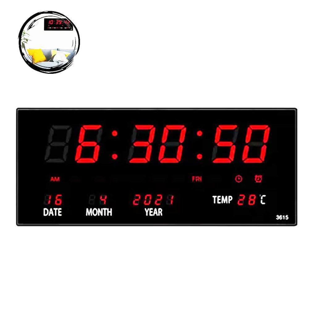 Relógio De Parede Led Digital Grande Calendário Data Alarme
