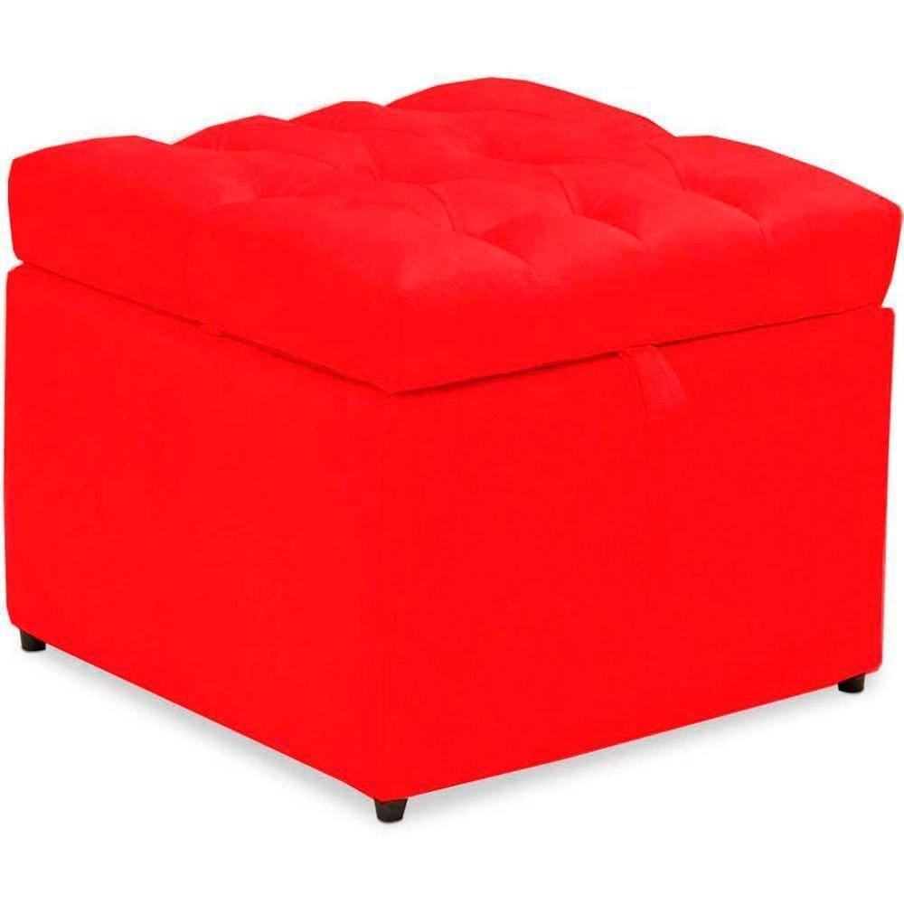 Puff Baú Decorativo Mali - Casa Chick Suede Vermelho
