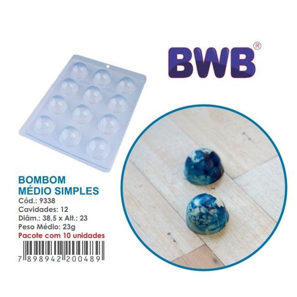 Forma Bombom liso médio Chocolate bwb 9338 Tradicional Páscoa