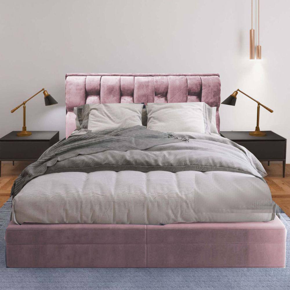 Cabeceira Cherie Suede 190 Rose