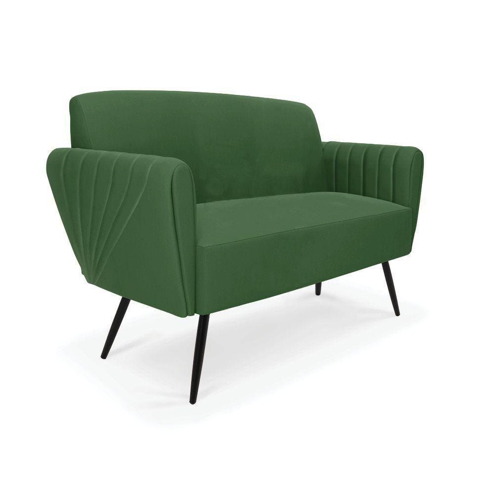 Sofá Namoradeira Pés Palito De Ferro Bruna Suede Verde - D\\`rossi