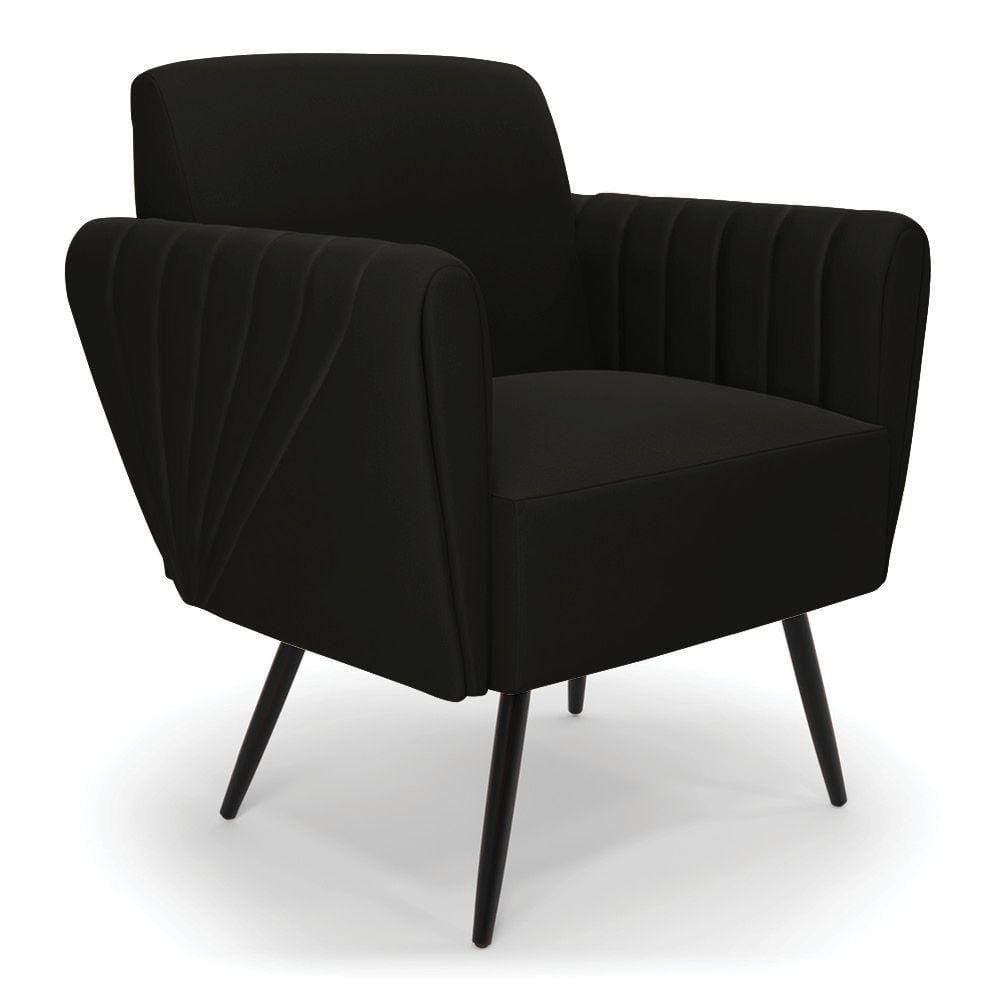 Poltrona Pés Palito De Ferro Bruna Suede Preto - D\\`rossi