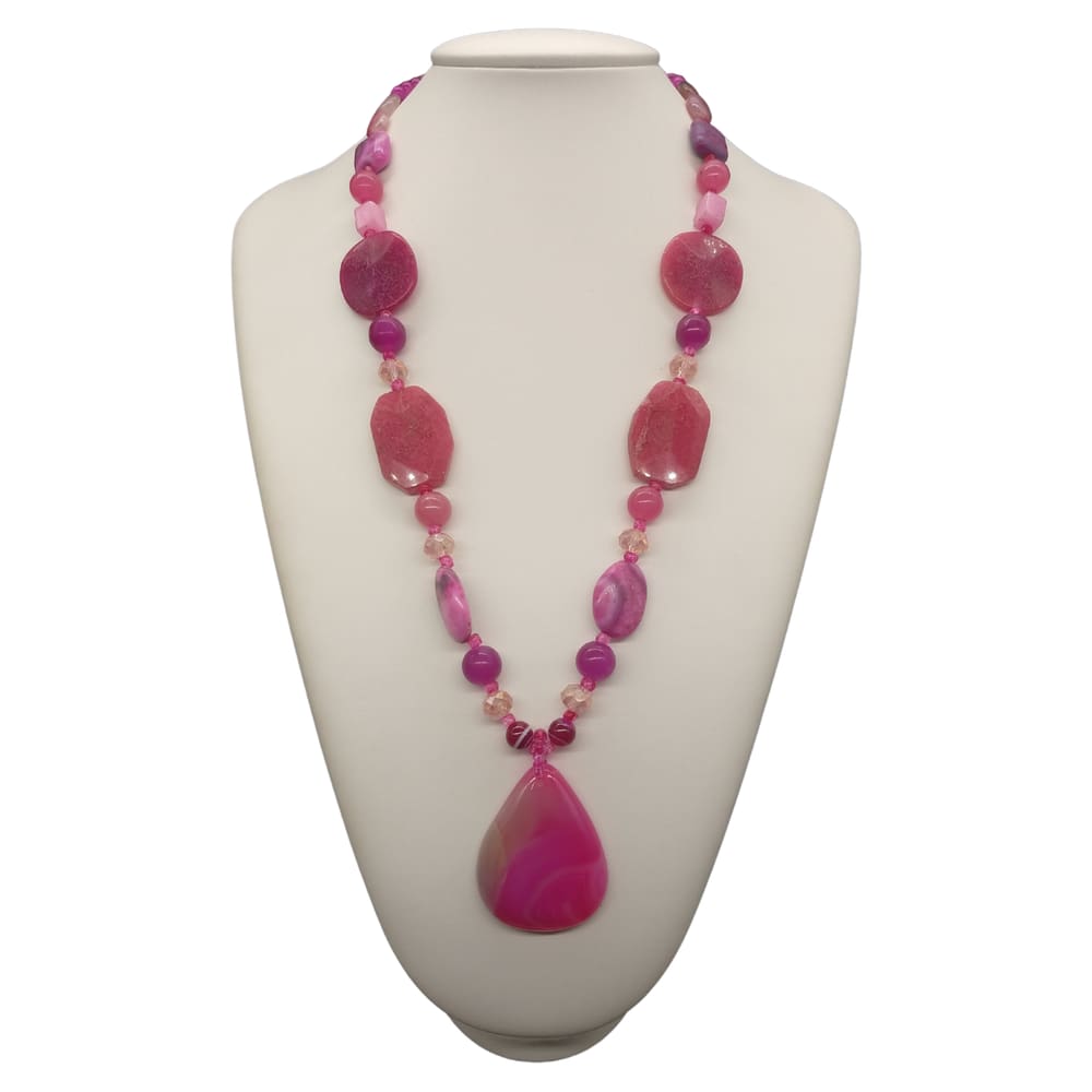 Colar com Pedras Naturais Ágata Rosa