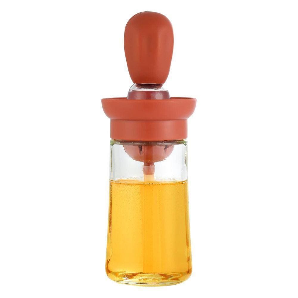 Porta óleo Dispenser 2 Em 1 Com Escova Pincel Em Silicone Marrom
