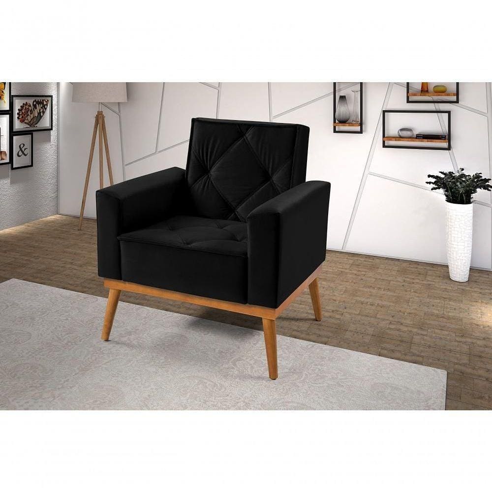Poltrona Decorativa Bella Império Estofados Preto 176