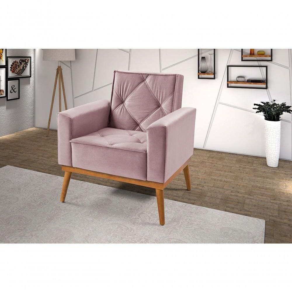 Poltrona Decorativa Bella Império Estofados Rosê 161