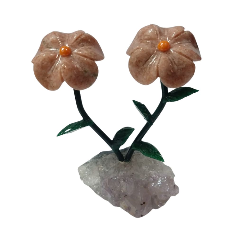 Flor Dupla de Pedras Naturais Dolomita Rosa