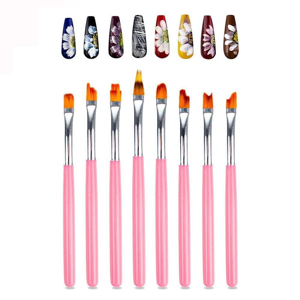 Kit 8 Pincéis Artesanais Nail Art Decoração De Unhas Flores