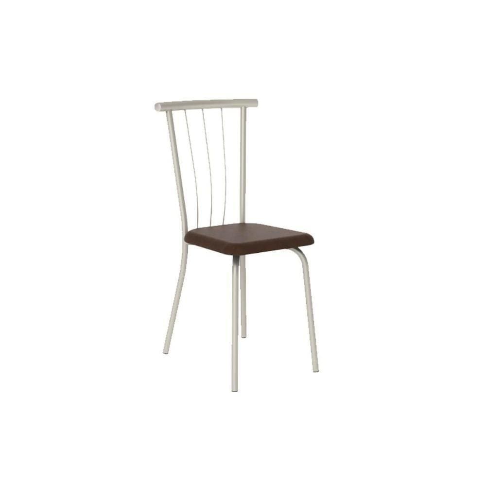 Cadeira Sala De Jantar 154 Aço Kit 2 Uni Prata - Assento Courano Cacau - Carraro
