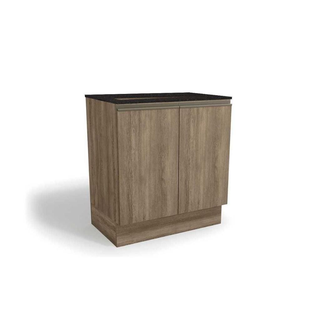 Balcão De Cozinha Maxxi G744 P-cooktop 2 Portas C-tampo 80cm Nogal-preto Brilho - Kappesberg