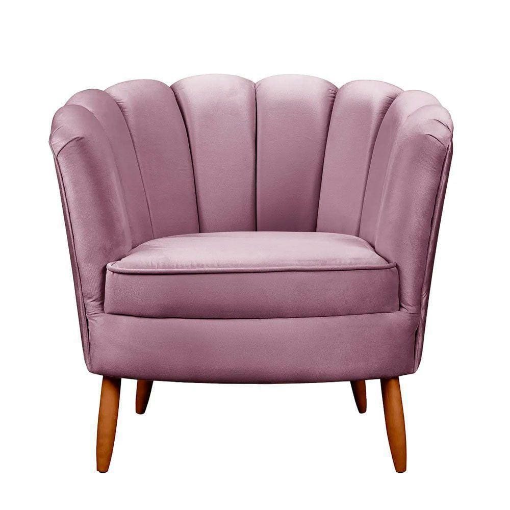 Poltrona Ariel Petala Decorativa Com Pés De Madeira Speciale Home Lilás