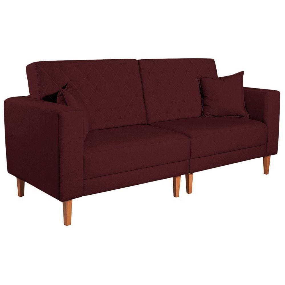 Sofá 03 Lugares Living Ponza Suede Cor Bordô