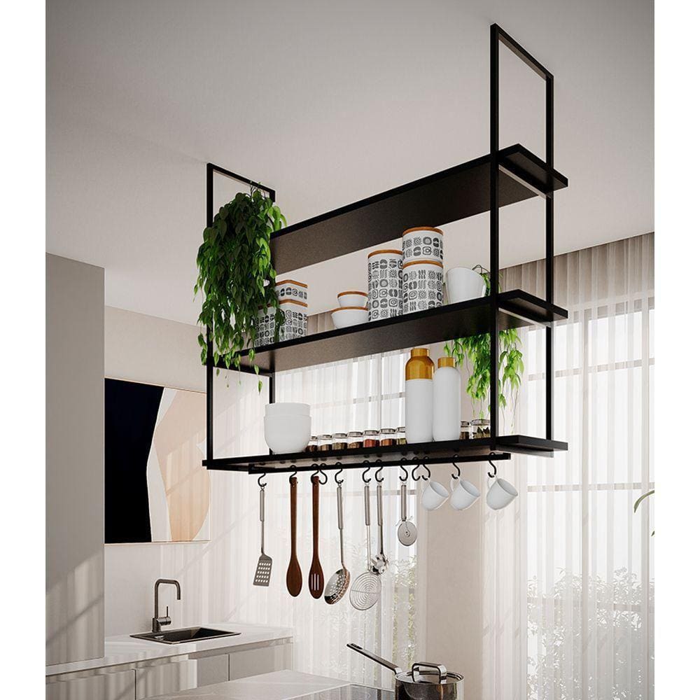 Nicho De Teto Indústrial Denver 120cm Preto - Cor: Preto