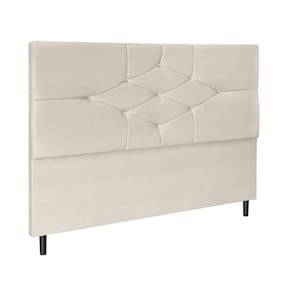 Cabeceira Cama Box Queen 160 Cm Camboriú Suede Bege E Frame