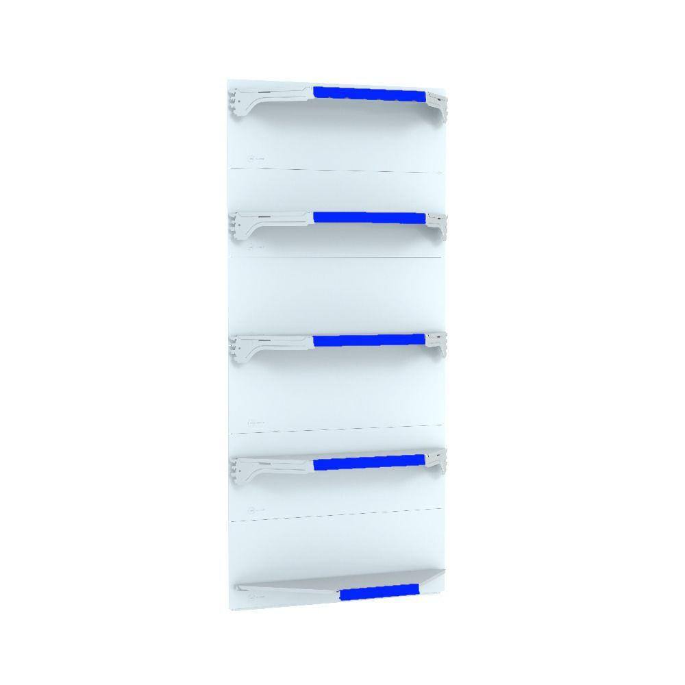 Kit 5 Bandejas Para Gondola Canto 170 Fit 40/60 Branco Pe Az