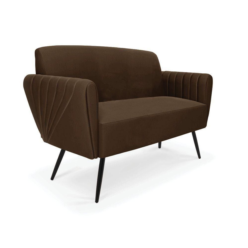 Sofá Namoradeira Pés Palito De Ferro Bruna Suede Marrom - D\\`rossi