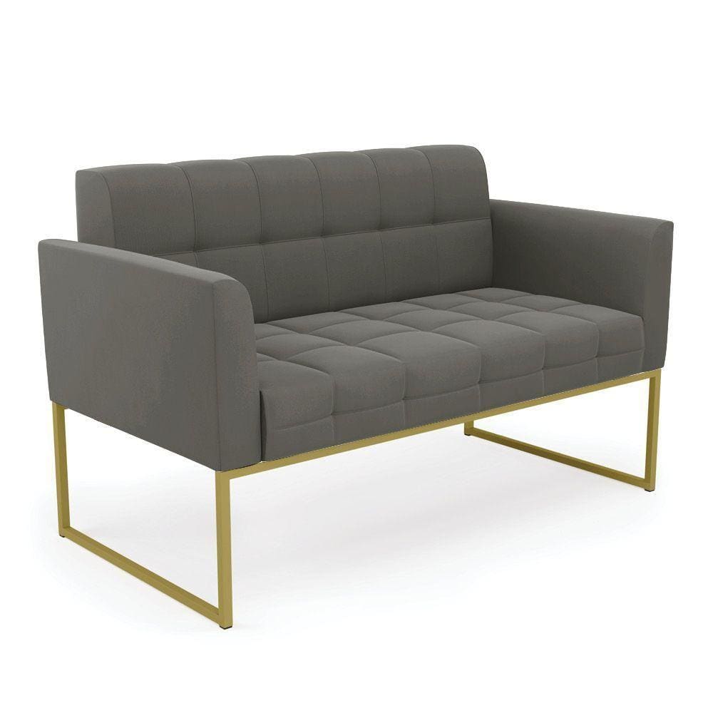Sofá Namoradeira Elisa Suede Base Metálica Industrial Dourado - D\`rossi Cor Grafite