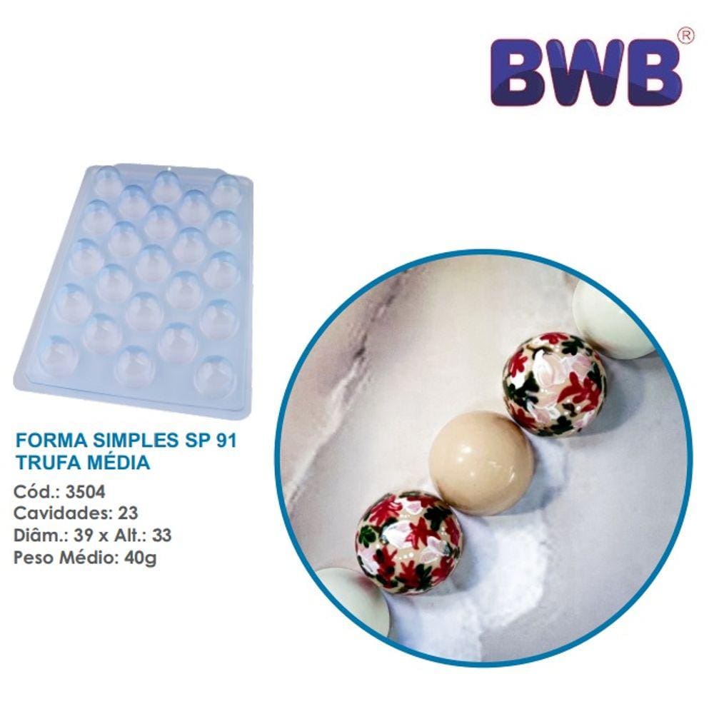 Forma de Trufa Media pascoa Simples Chocolate Gourmet Semi-profissional 40g SP 91 Bwb 3504