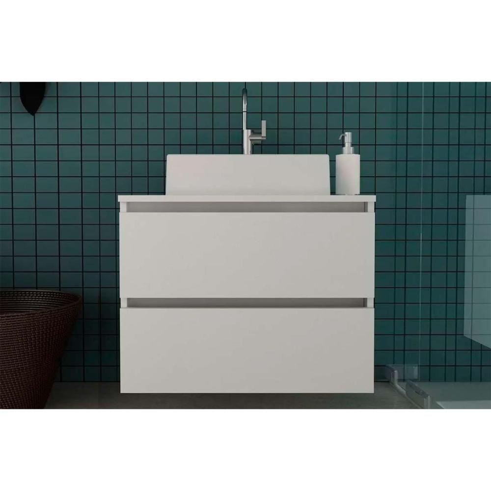 Bancada De Banheiro Suspenso Bn3607 2 Gavetas Cor Branco - Tecno Mobili