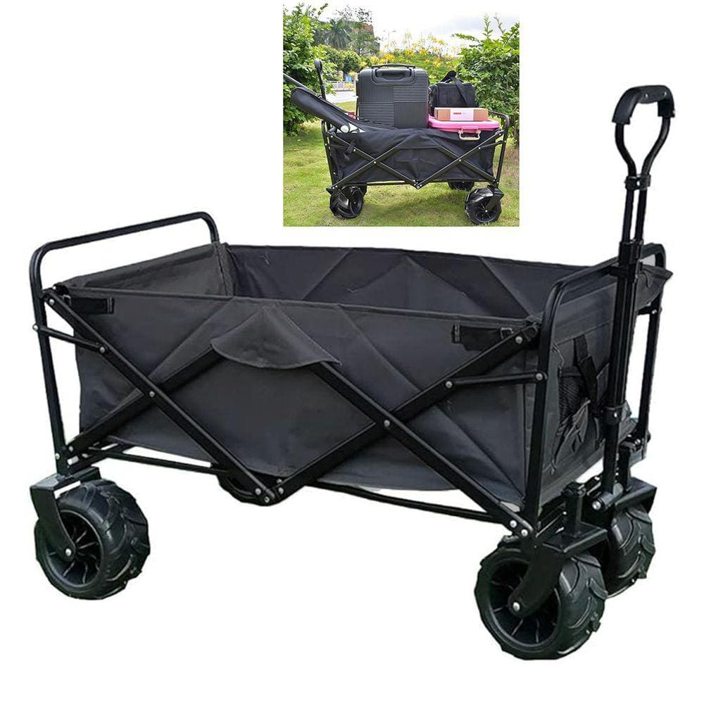 Carrinho Vagao Utilitario Dobravel Carga Roda Grande Caçamba Capacidade Armazenamento Resistente Terreno Jardim Mudança Acampamento Multiuso