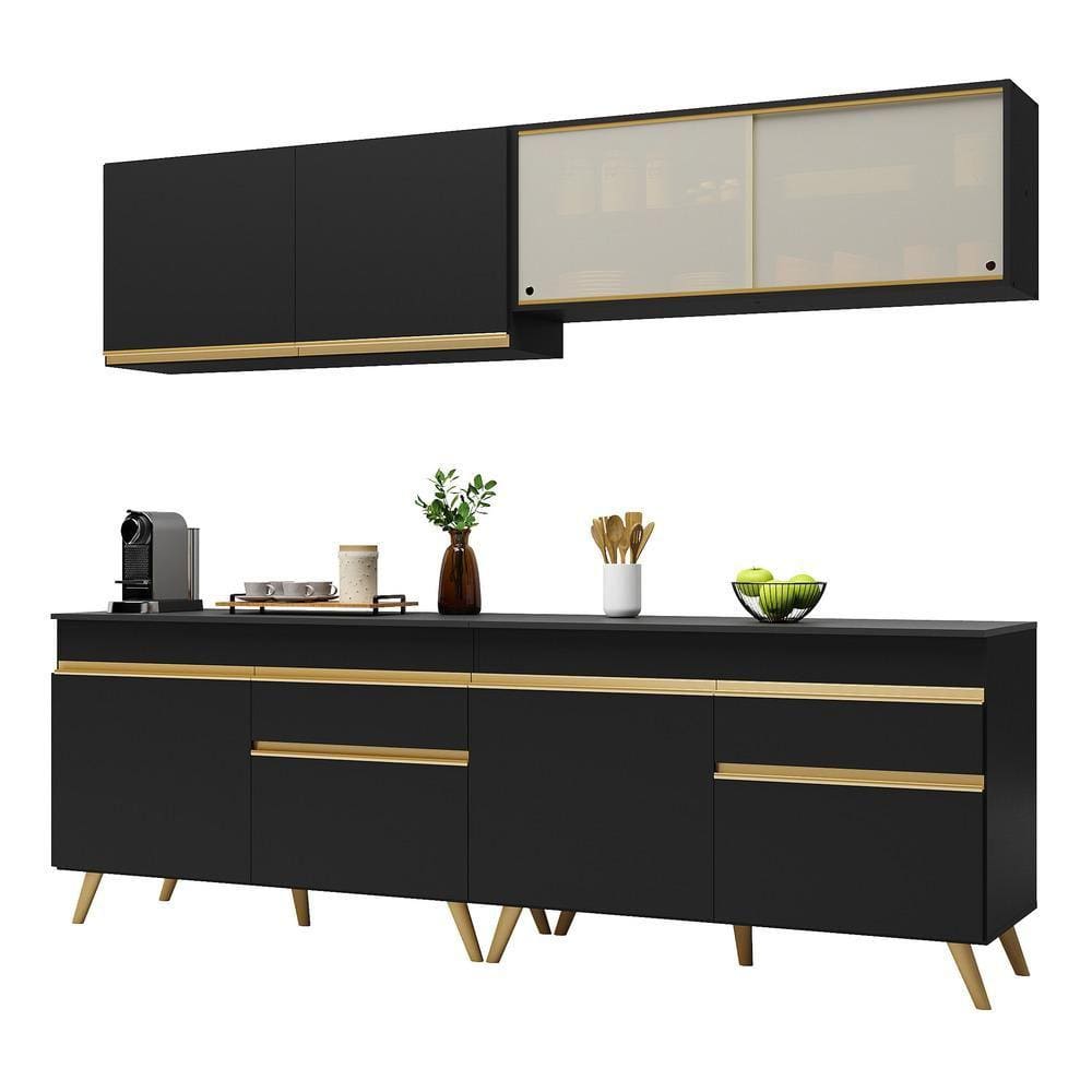 Armário de Cozinha Compacta Multimóveis Veneza GB FG3696 Preta