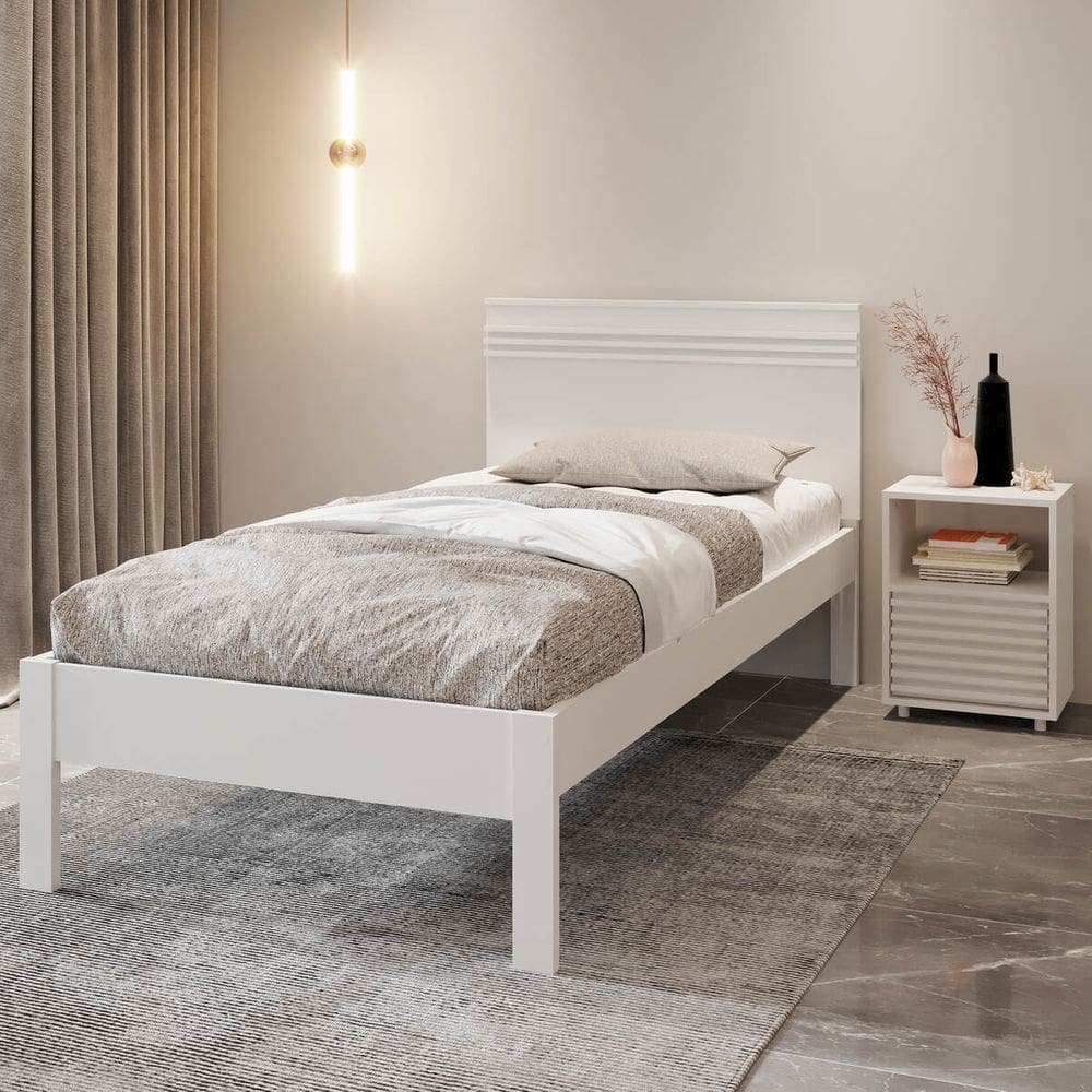 Cama de Solteiro para Colchão 88 x 188 cm Multimóveis CR35014 Branca