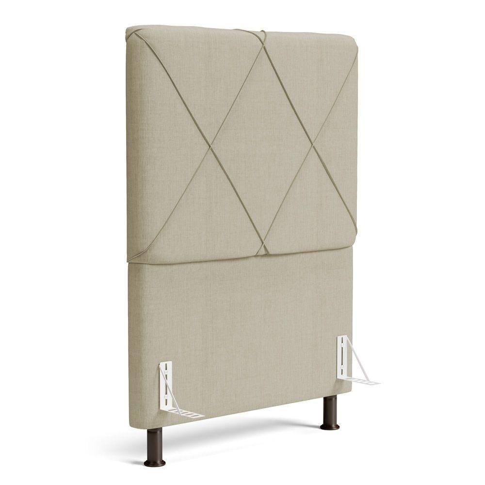 Cabeceira Cama Box Solteiro Mel 90cm Com Frame Linho Bege - Desk Design