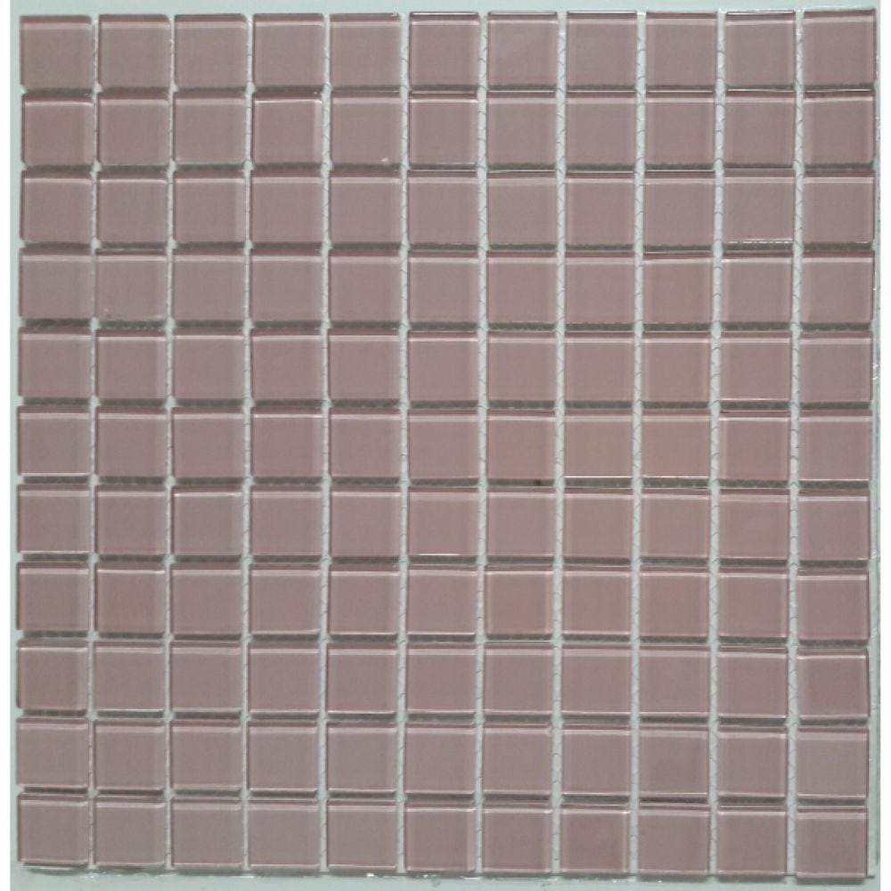 Pastilha de Vidro Quadrados de 2,5cm Cristal Glass Mosaic 30cmx30cm Placas Rosa