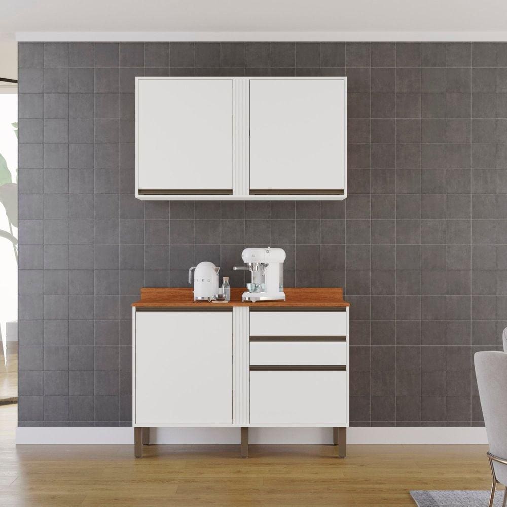 Cozinha Compacta 4 Peças 4 Portas 2 Gavetas Pérola Branco