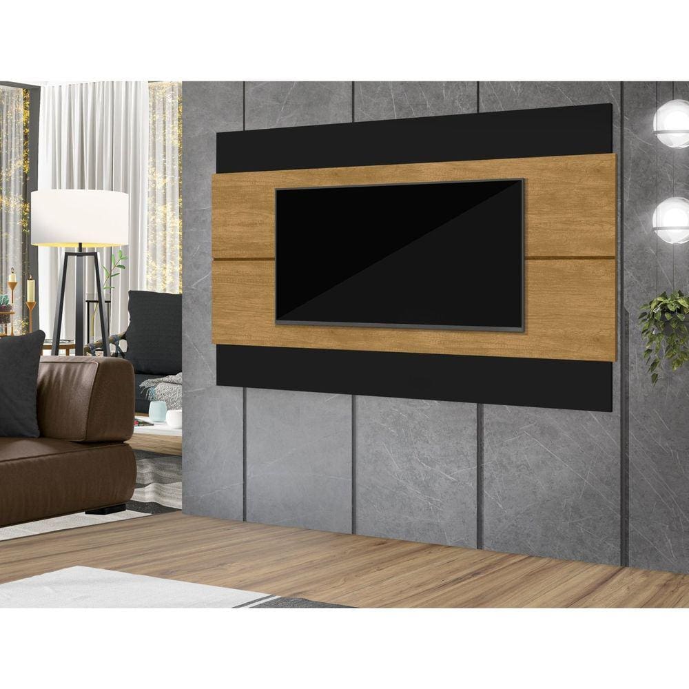 Painel para Tv Berlim 220cm X 120cm Preto/Marrom