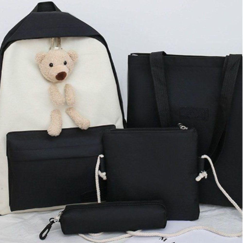 Kit Mochila Ursinho 4 em 1 Multifuncional Impermeável Necessaire Estojo Bolsa Maternidade Mamãe Bebe
