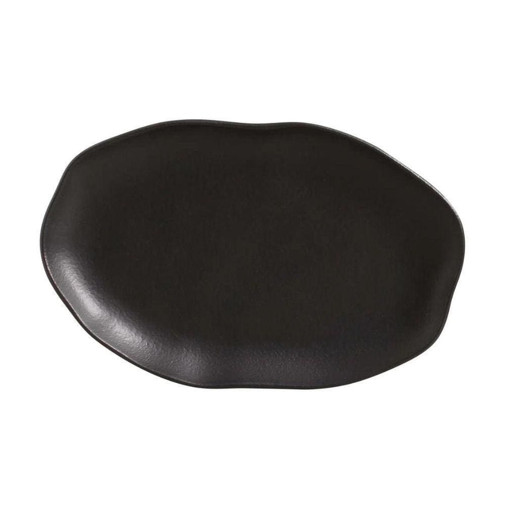 Travessa Oval Em Cerâmica Preto Matte 30x20cm Porto Brasil