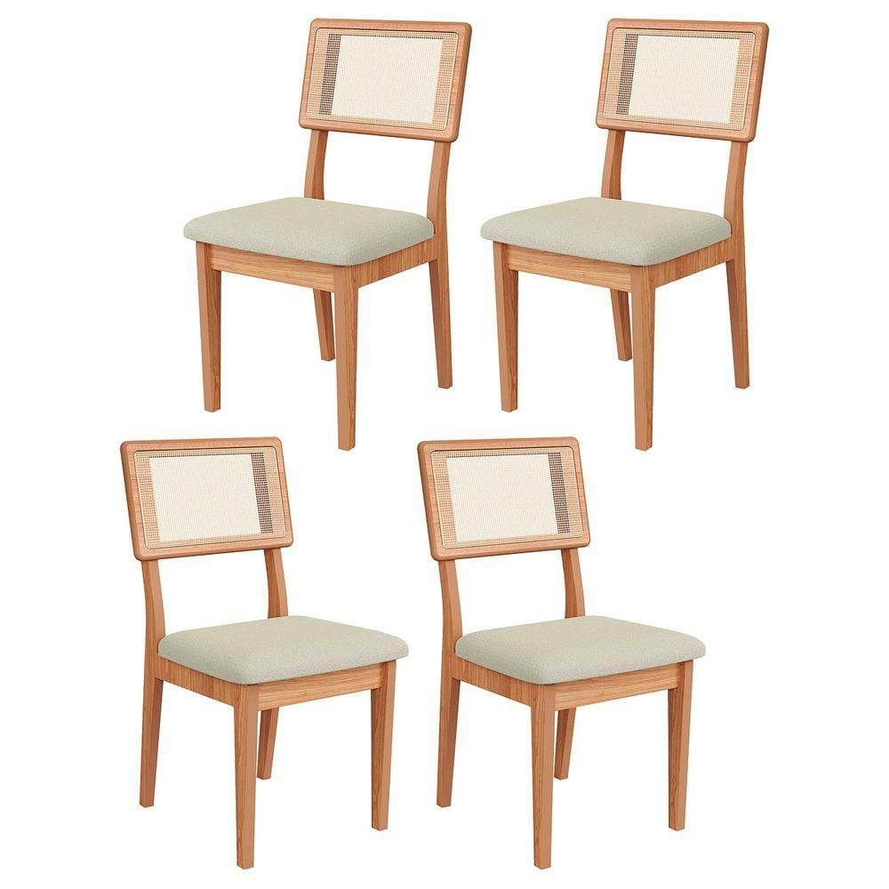 Kit 4 Cadeiras Estofadas com Encosto de Tela Freijó em 100% MDF Cesare Escuro Dalla Costa