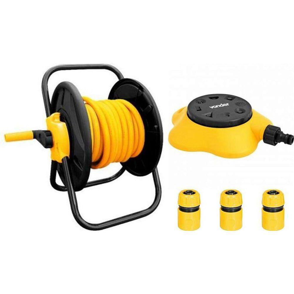 Suporte Enrolador S/ Rodas + Mangueira 30M + Aspersor Vonder