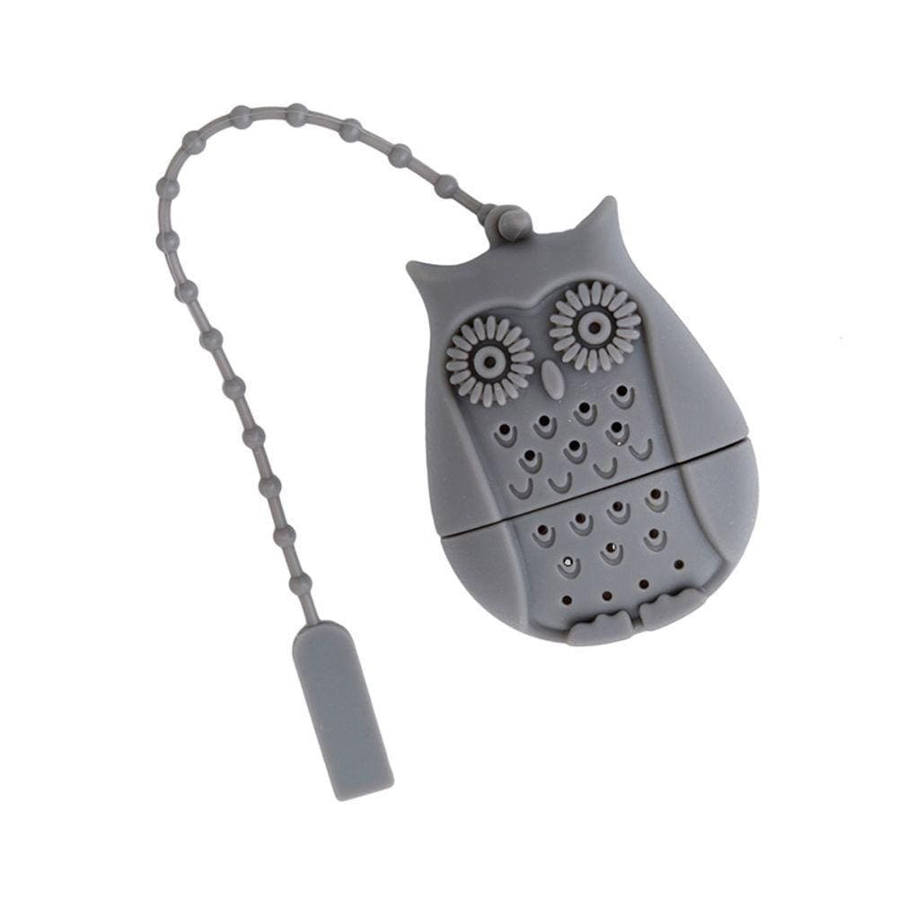 Infusor De Chá Coruja Corujinha Em Silicone Cinza