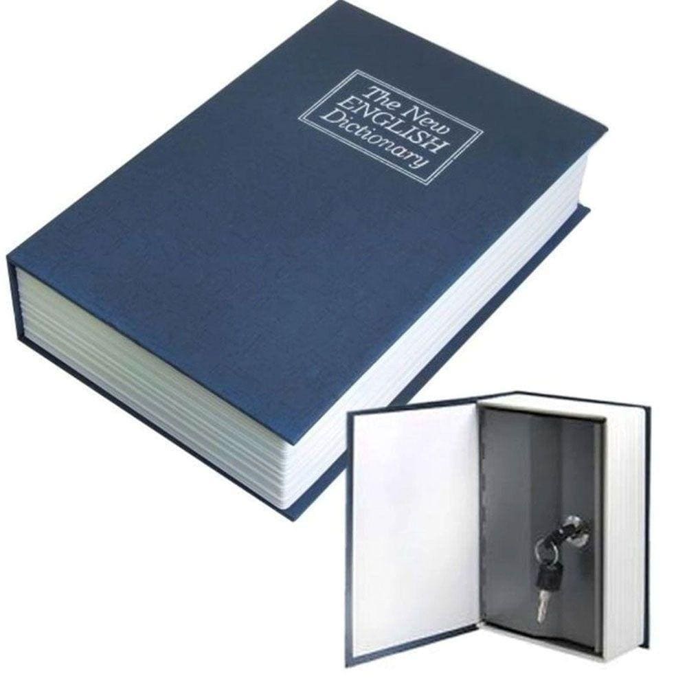 Cofre Camuflado Formato Livro Dicionário Porta Joia Azul