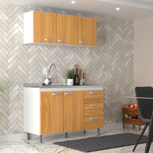 imagem-Cozinha Modulada 2 Peças Ipanema Evidência Móveis - Bege Médio