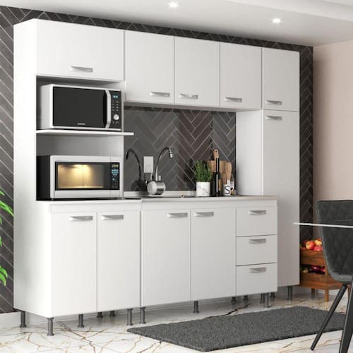 imagem-Cozinha Modulada 4 Peças Ipanema Evidência Móveis - Branco