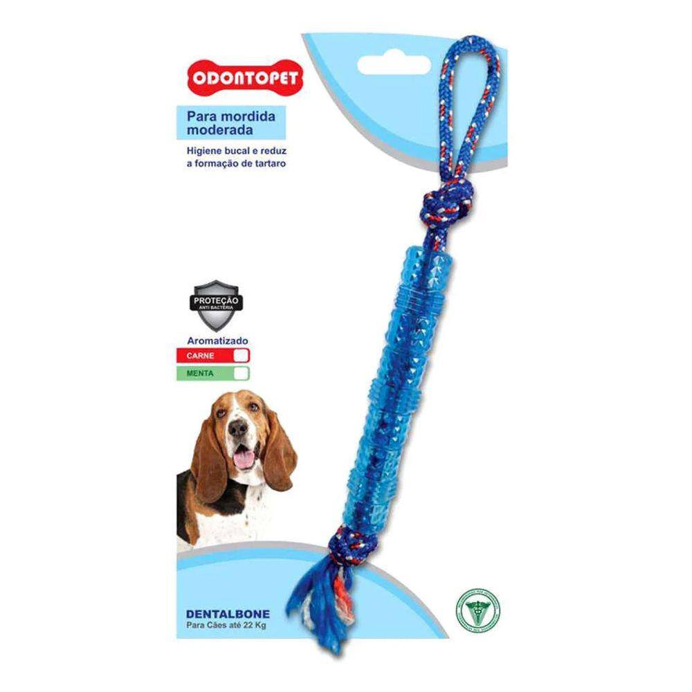 Brinquedo Mordedor para Cachorro Odontopet Dental Tubo com Corda para Cães