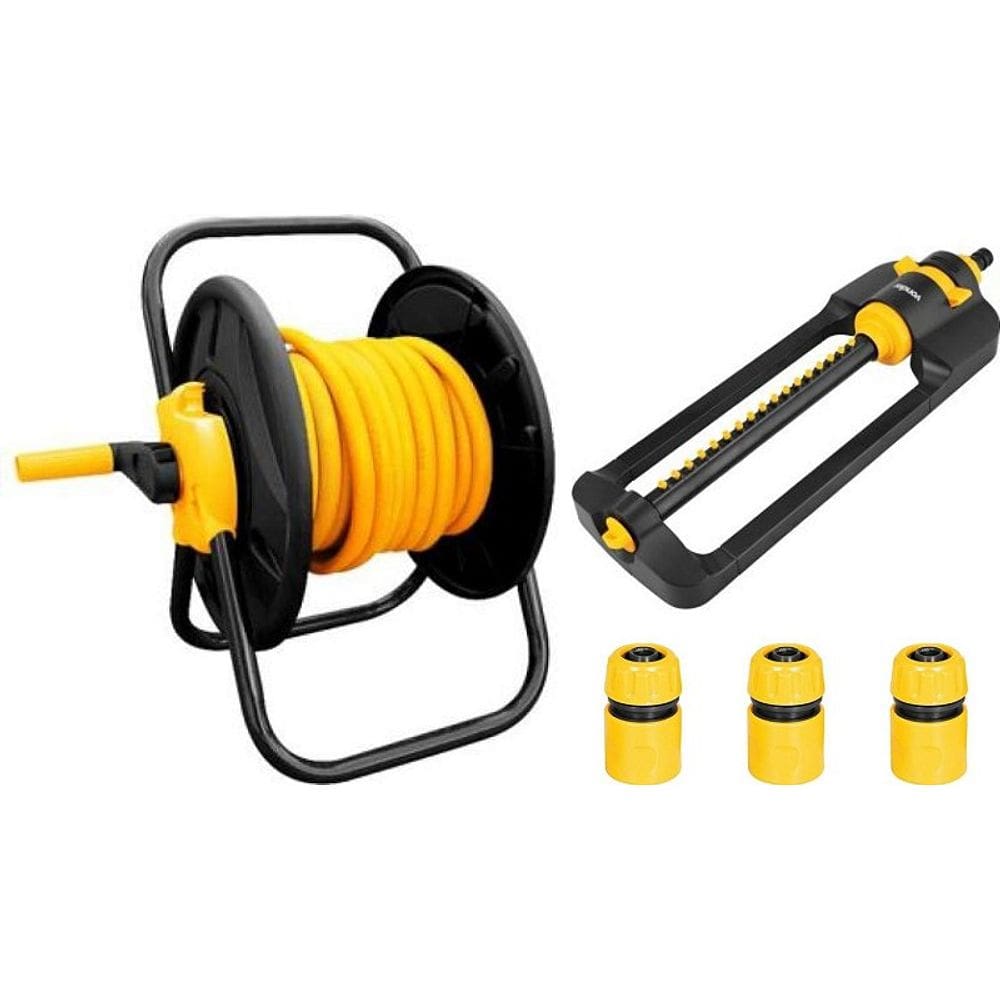 Suporte Enrolador s/rodas +Mang 30m+Aspersor 17 jatos Vonder