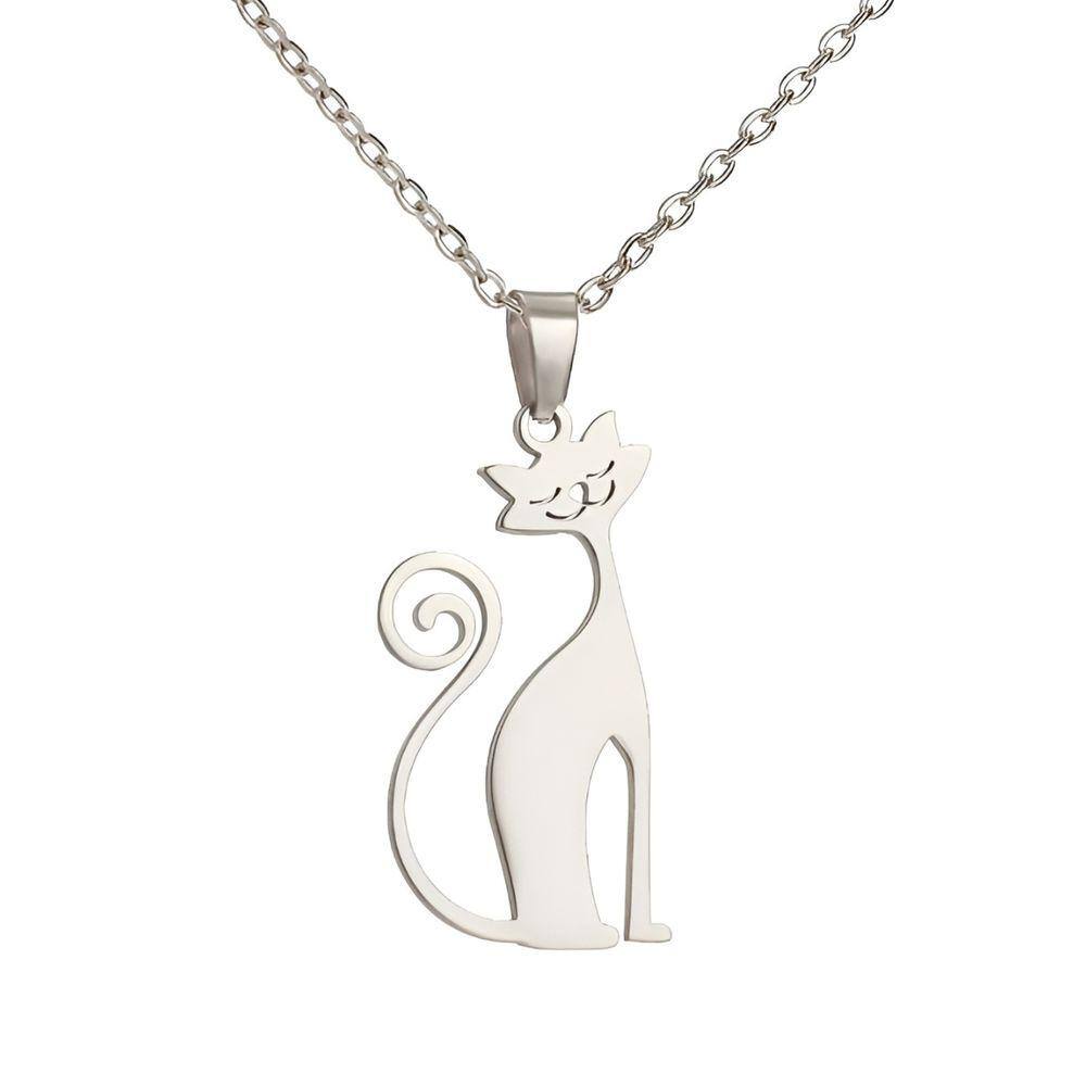 Colar Corrente Feminina Pingente Gato Judito