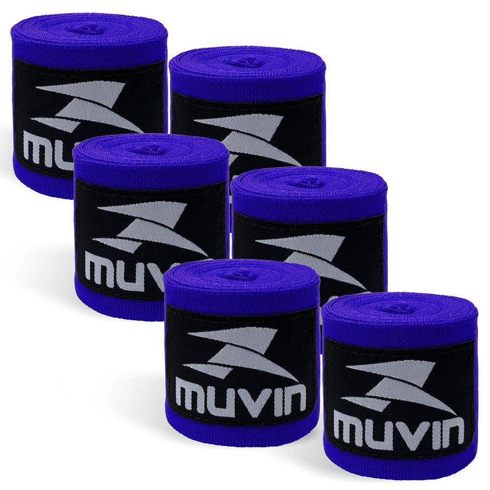 Kit 3 Bandagem Elástica Muvin 3 metros - Alça Polegar Proteção Mãos e Punhos - Luta - Boxe Muay Thai MMA Artes Marciais
