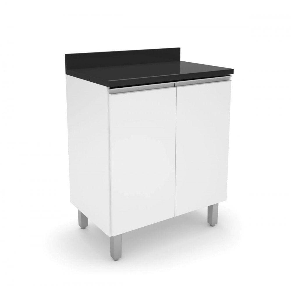 Balcão De Cozinha Top Class Mdp Preto E Branco Brilho Batrol Branco/preto