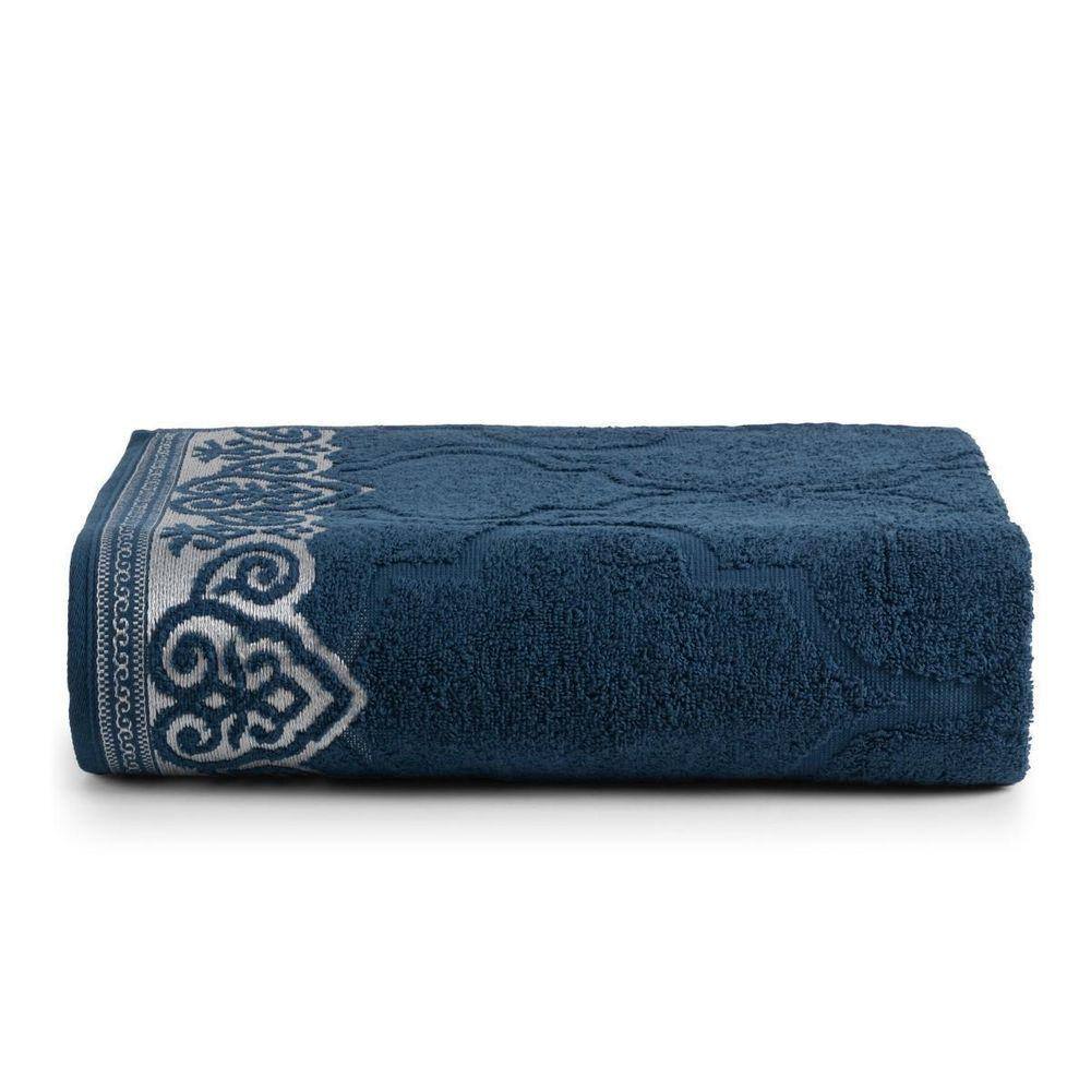 Toalha De Banho Macia 100% Algodão Grossa Azul Marrocos
