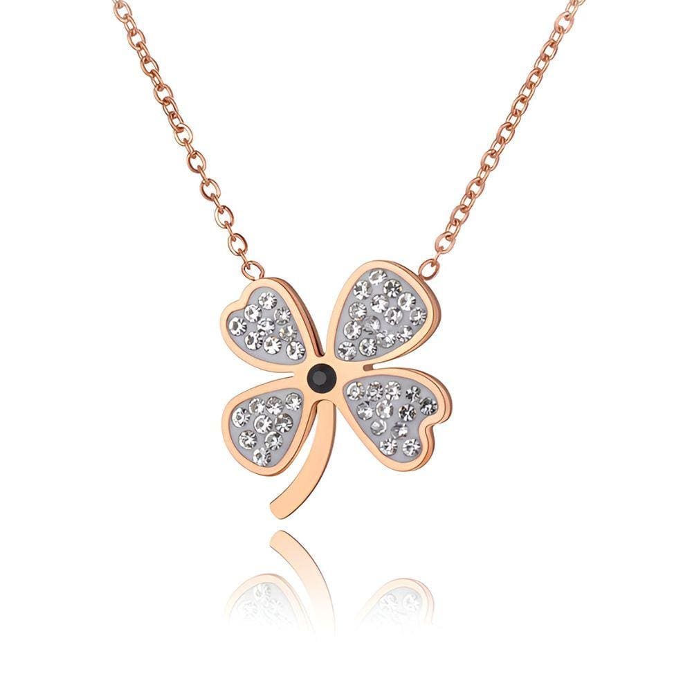 Colar Feminino Pingente Trevo Rylee Banho Ouro Rosê Presente