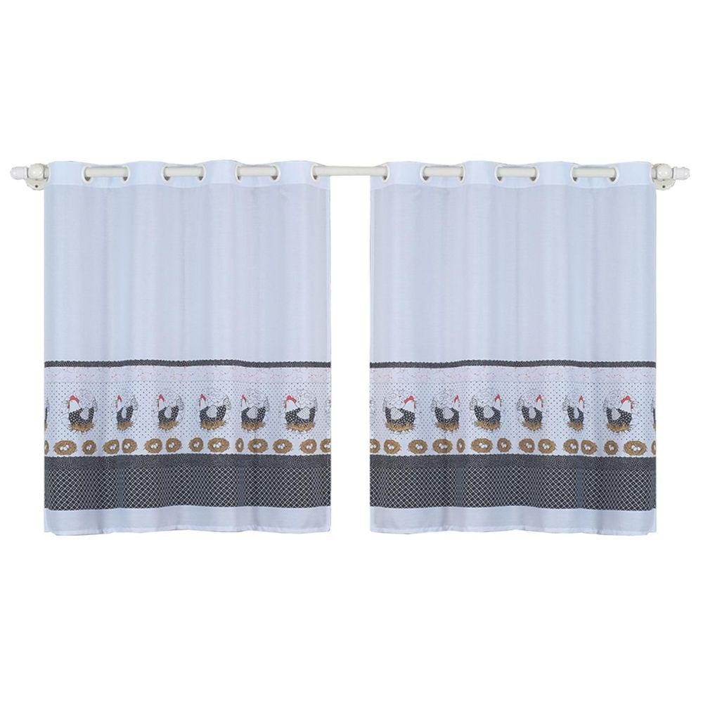 Cortina Para Cozinha Tergal Estampada 3M X 1,20M - Branco 1