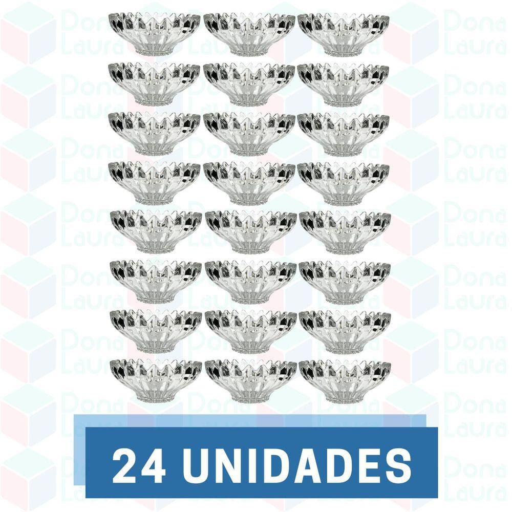 24 Vasilha de Vidro Resistente Desenhado p/ Petisco Sobremesa